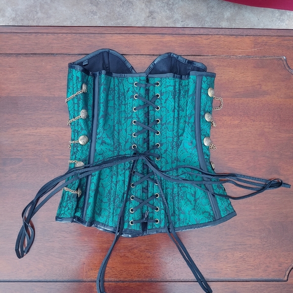 😈NTW, Amazing Green overbust Steampunk corsetz! Lace, lingerie, bustier - Picture 7 of 15